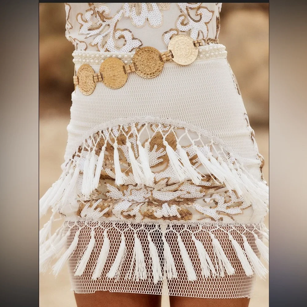 12th tribe like gold dust sequin fringe mini dress - Picture 4 of 7